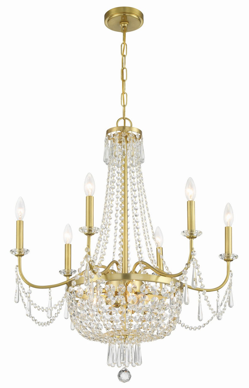 Crystorama HWD-7709-AG Nine Light Chandelier, Aged Brass