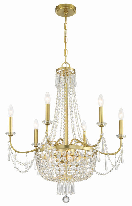 Crystorama HWD-7709-AG Nine Light Chandelier, Aged Brass