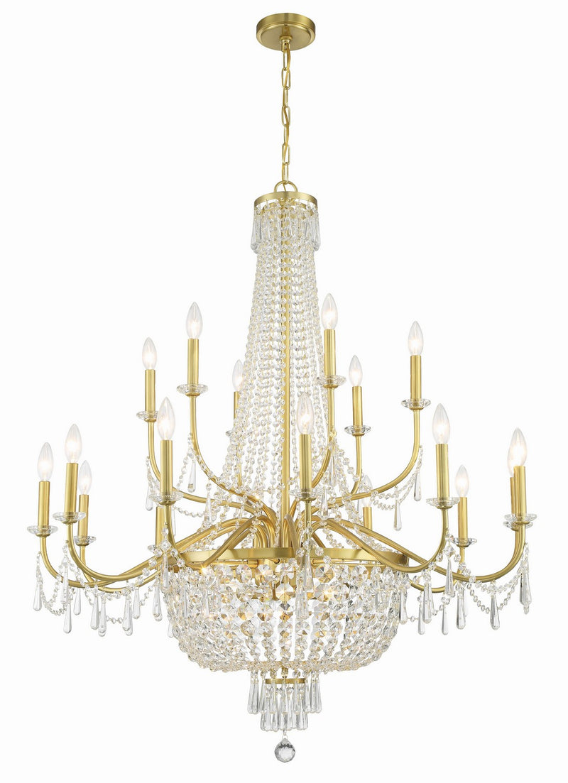 Crystorama HWD-7722-AG 22 Light Chandelier, Aged Brass