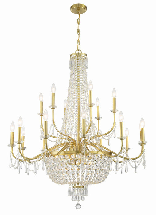 Crystorama HWD-7722-AG 22 Light Chandelier, Aged Brass