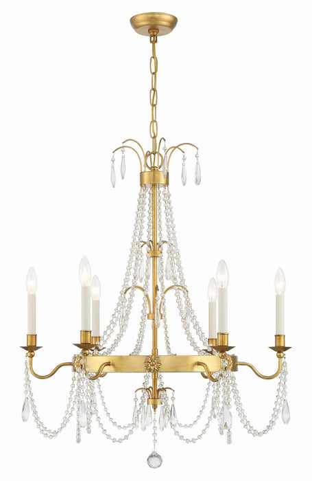 Crystorama MAI-18606-GA Six Light Chandelier, Antique Gold