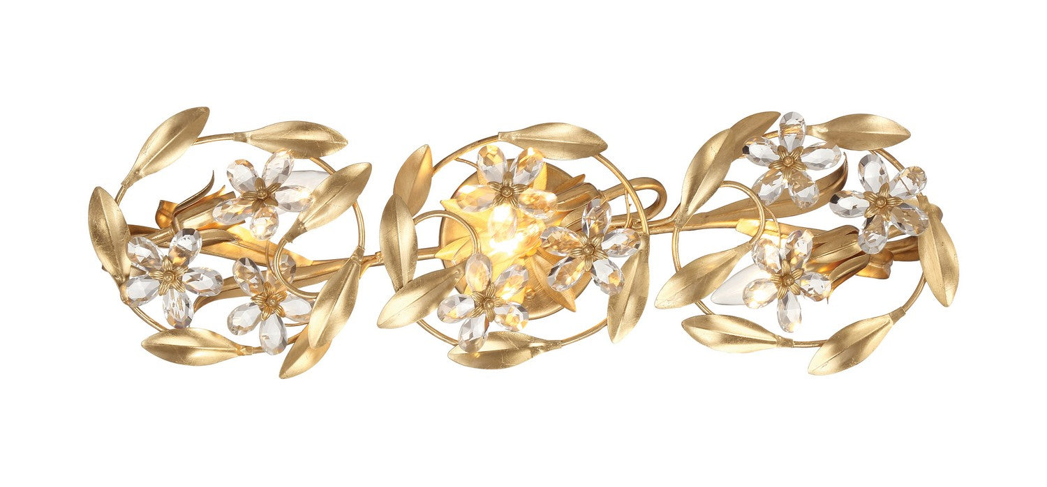 Crystorama MSL-303-GA Three Light Wall Sconce, Antique Gold