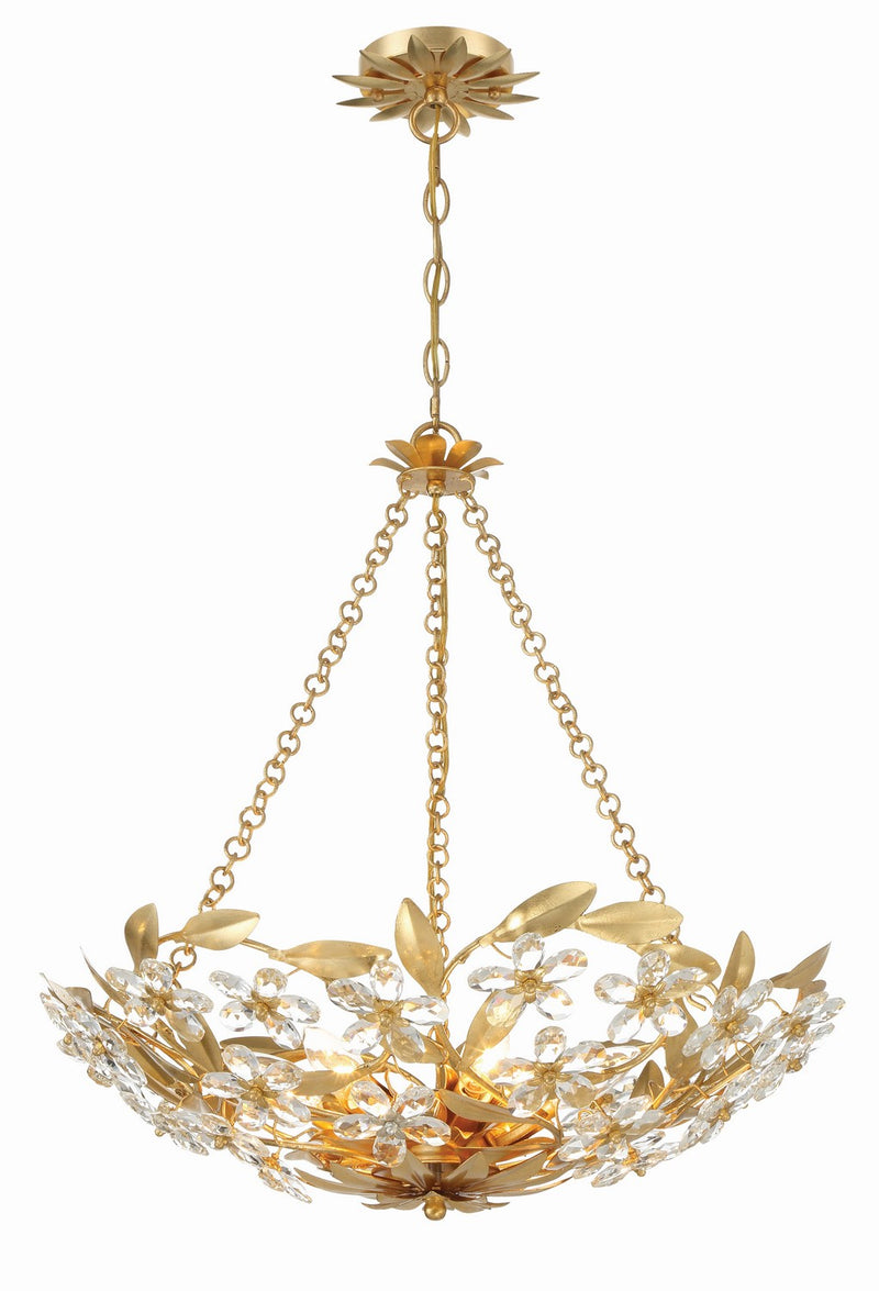 Crystorama MSL-306-GA Six Light Chandelier, Antique Gold
