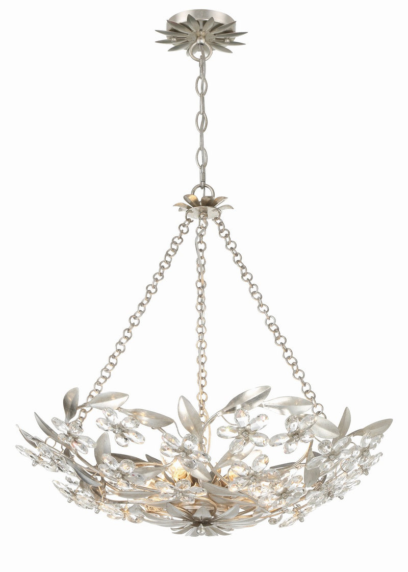 Crystorama MSL-306-SA Six Light Chandelier, Antique Silver