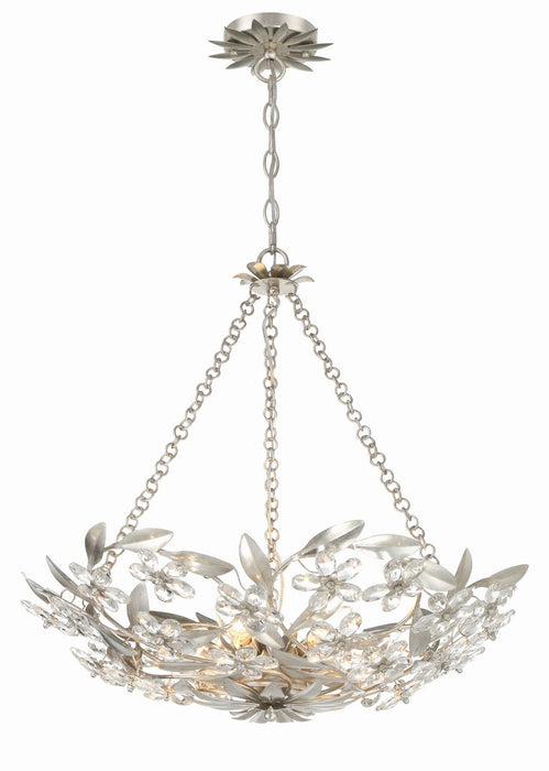 Crystorama MSL-306-SA Six Light Chandelier, Antique Silver