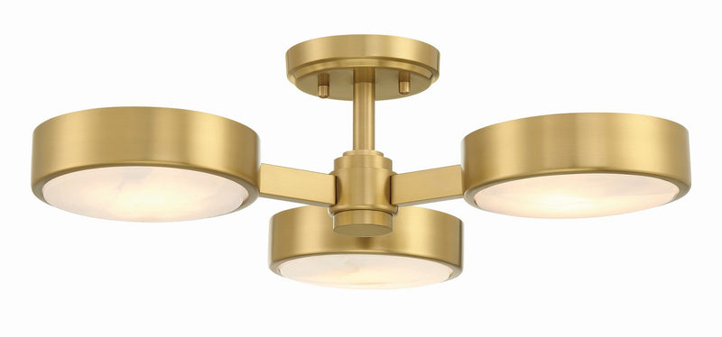 Crystorama ORS-733-MG-ST Three Light Semi Flush Mount, Modern Gold