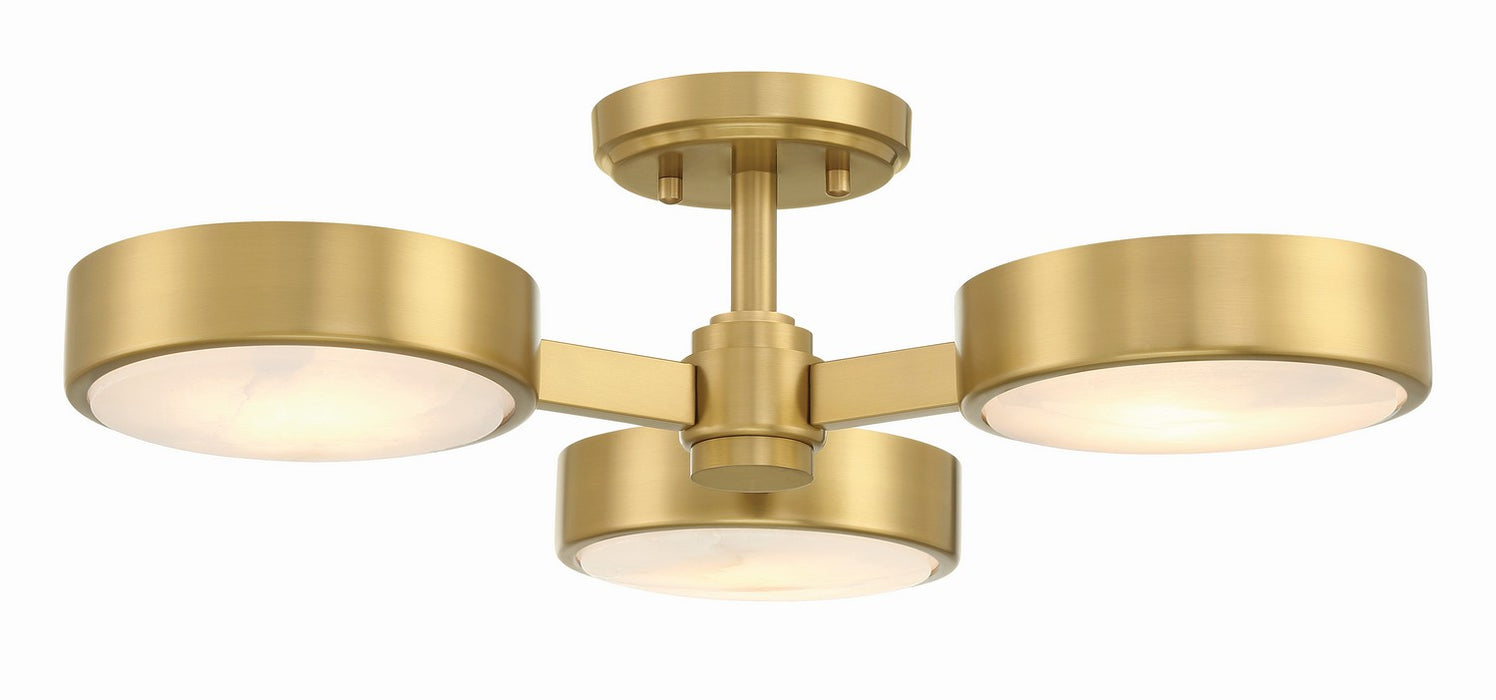 Crystorama ORS-733-MG-ST Three Light Semi Flush Mount, Modern Gold