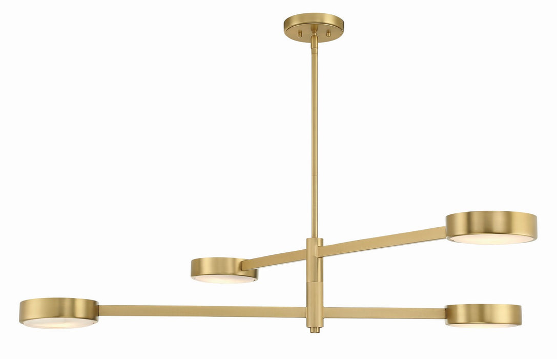 Crystorama ORS-734-MG-ST Four Light Chandelier, Modern Gold