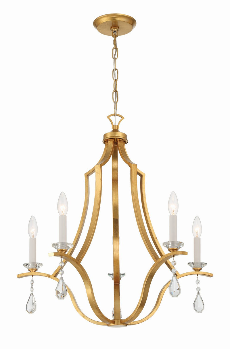 Crystorama PER-10405-GA Five Light Chandelier, Antique Gold