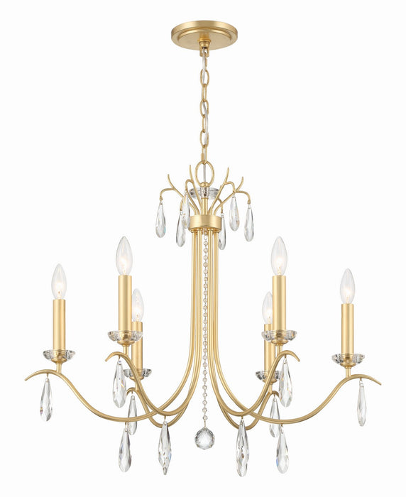Crystorama ROL-18816-GA Six Light Chandelier, Antique Gold