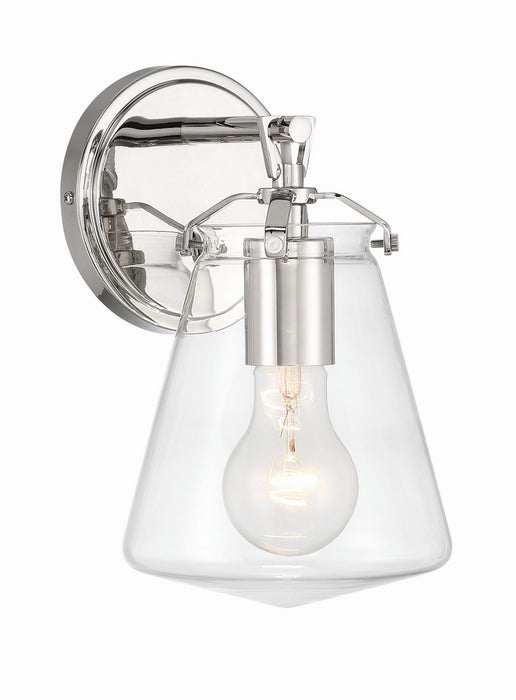 Crystorama VSS-7001-PN One Light Wall Sconce, Polished Nickel