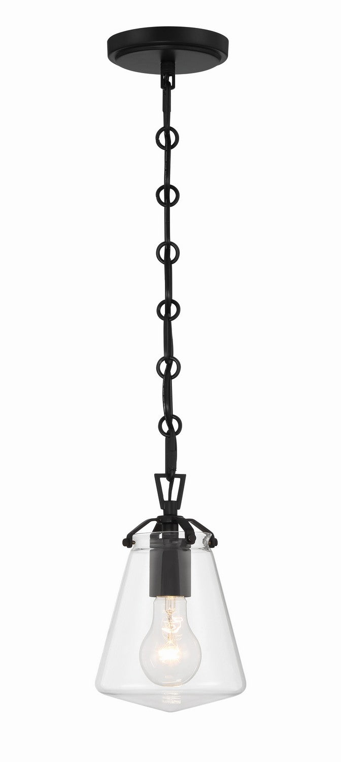 Crystorama VSS-7002-MK One Light Mini Pendant, Matte Black