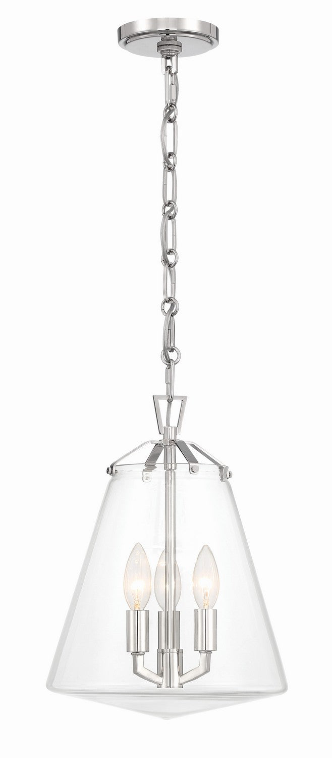 Crystorama VSS-7004-PN Three Light Mini Chandelier, Polished Nickel