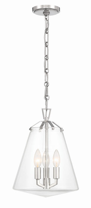 Crystorama VSS-7004-PN Three Light Mini Chandelier, Polished Nickel