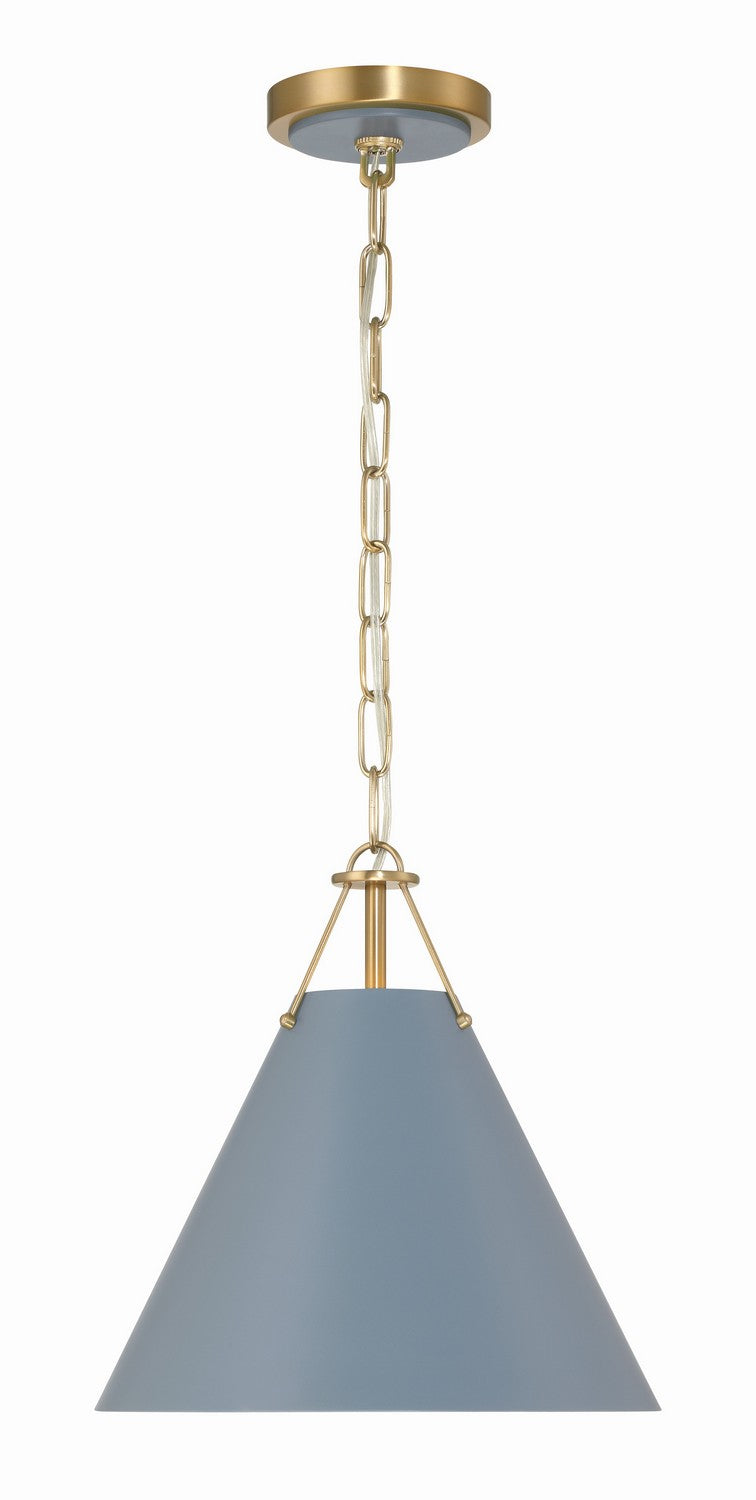 Crystorama XAV-B8301-VG-BL One Light Mini Pendant, Vibrant Gold + Blue