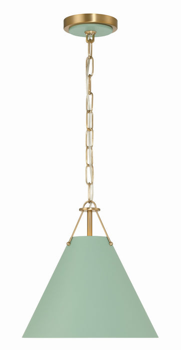 Crystorama XAV-B8301-VG-GR One Light Mini Pendant, Vibrant Gold + Green