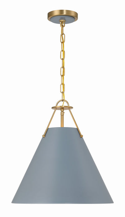 Crystorama XAV-B8305-VG-BL Three Light Pendant, Vibrant Gold + Blue