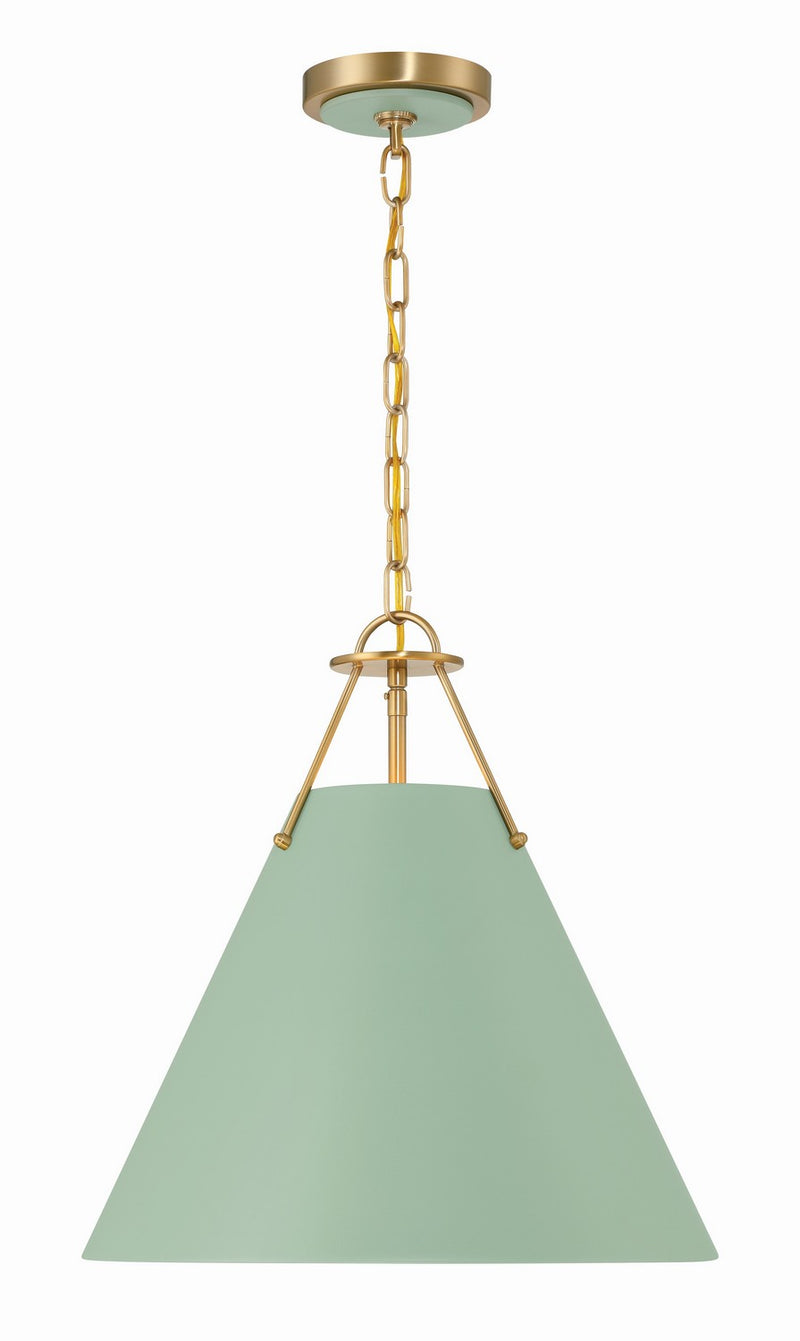 Crystorama XAV-B8305-VG-GR Three Light Pendant, Vibrant Gold + Green