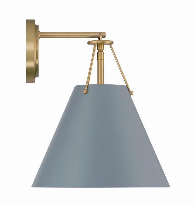 Crystorama XAV-B8311-VG-BL One Light Task Sconce, Vibrant Gold + Blue