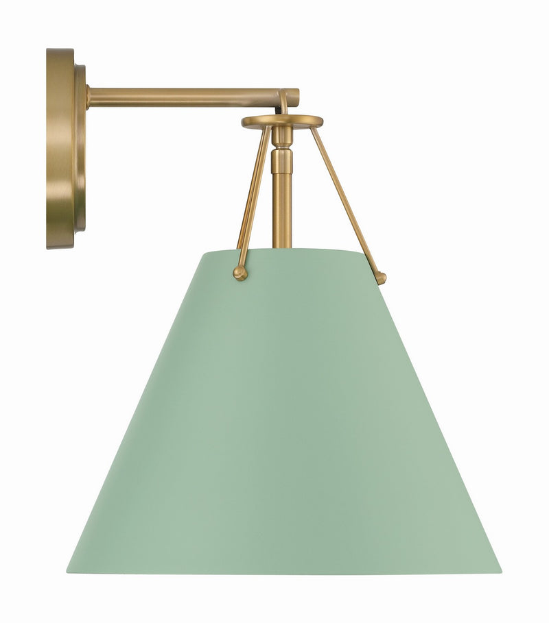 Crystorama XAV-B8311-VG-GR One Light Task Sconce, Vibrant Gold + Green