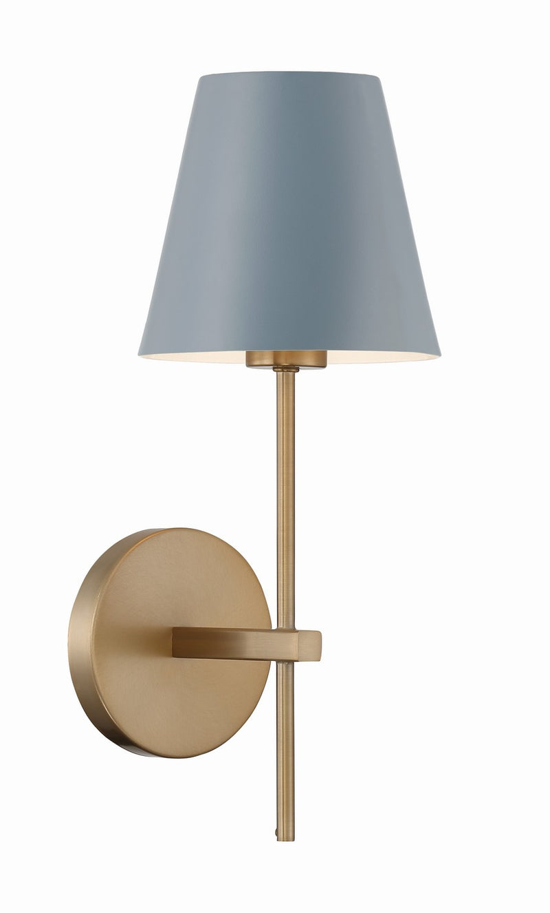 Crystorama XAV-B8321-VG-BL One Light Wall Sconce, Vibrant Gold + Blue