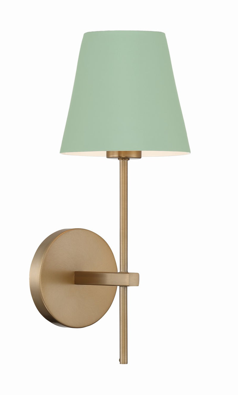 Crystorama XAV-B8321-VG-GR One Light Wall Sconce, Vibrant Gold + Green