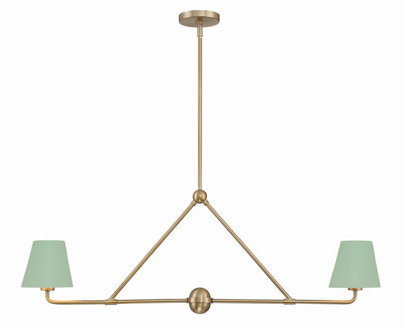 Crystorama XAV-B9302-VG-GR Two Light Chandelier, Vibrant Gold + Green