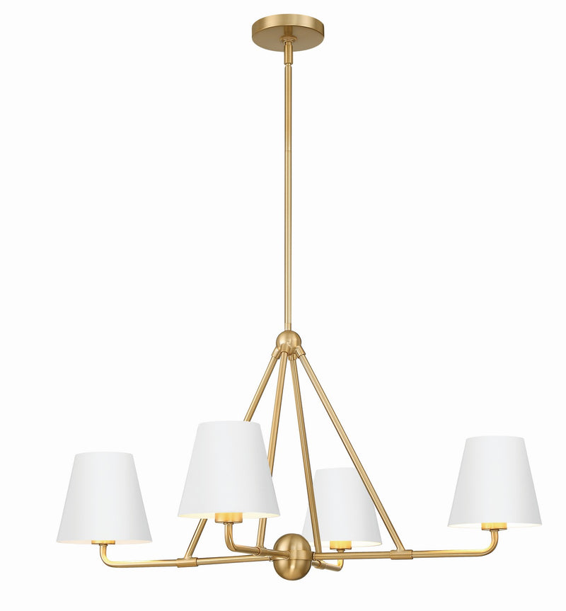 Crystorama XAV-B9304-VG-WH Four Light Chandelier, Vibrant Gold + White