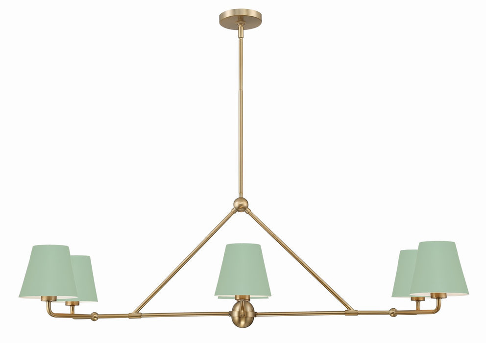 Crystorama XAV-B9306-VG-GR Six Light Chandelier, Vibrant Gold + Green