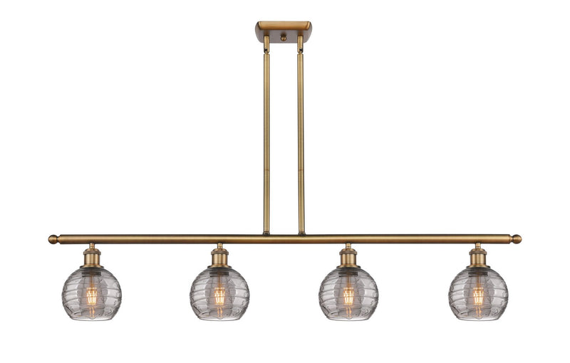 Innovations 516-4I-BB-G1213-6SM Four Light Island Pendant, Brushed Brass