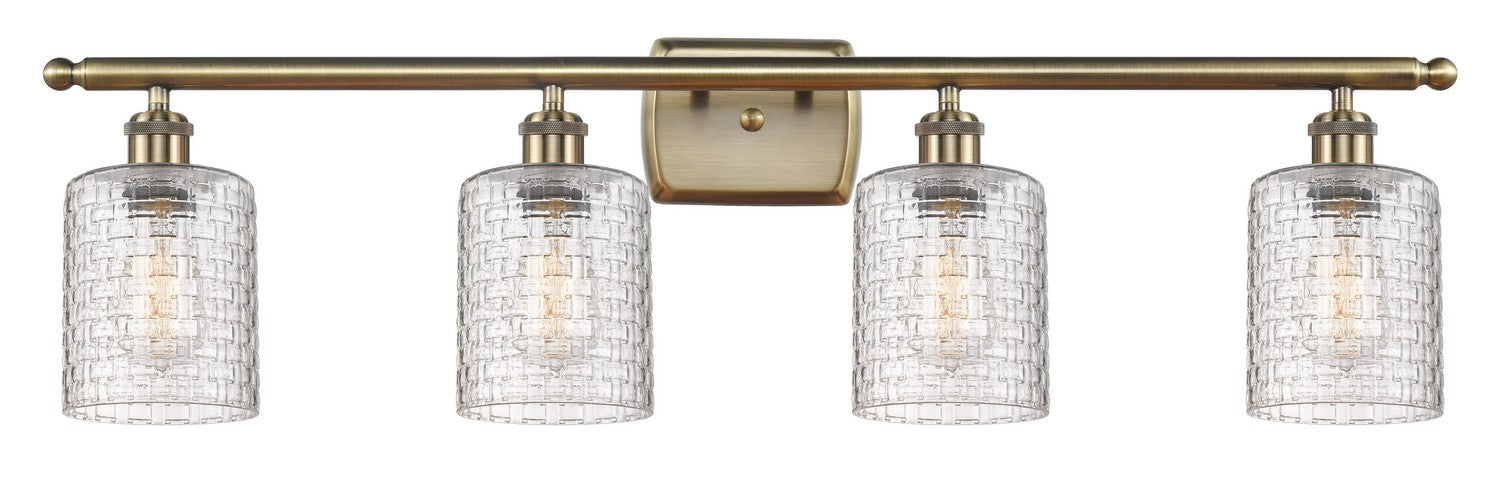 Innovations 516-4W-AB-G112C-5CL Four Light Bath Vanity, Antique Brass