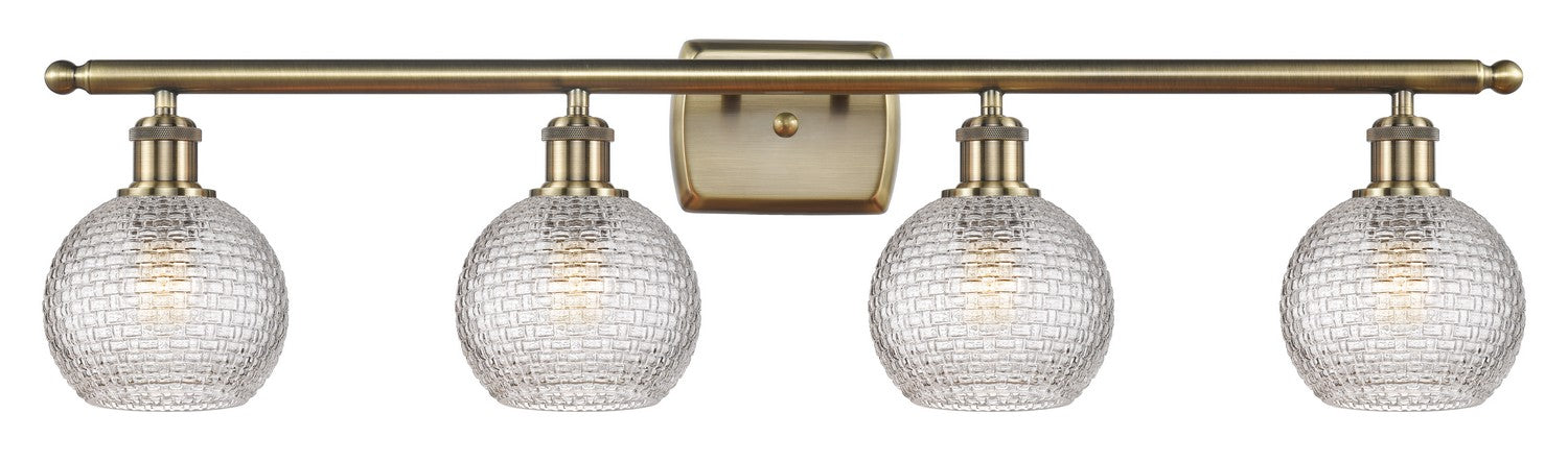 Innovations 516-4W-AB-G122C-6CL Four Light Bath Vanity, Antique Brass