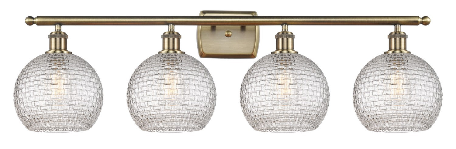 Innovations 516-4W-AB-G122C-8CL Four Light Bath Vanity, Antique Brass