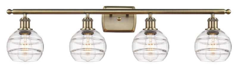 Innovations 516-4W-AB-G556-6CL Four Light Bath Vanity, Antique Brass