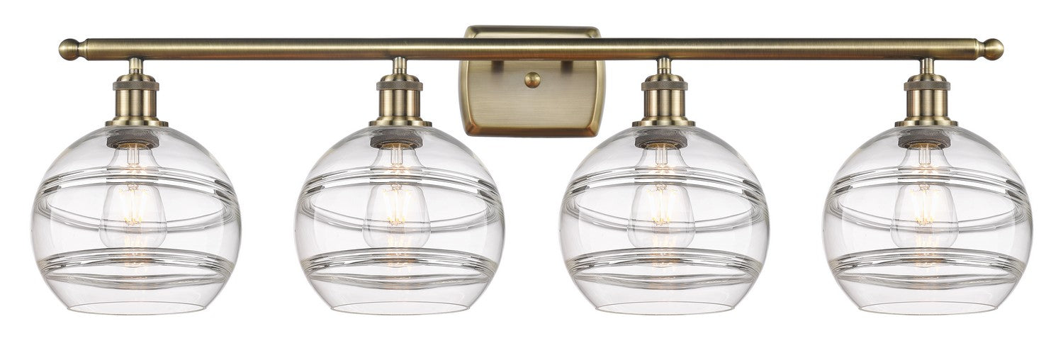 Innovations 516-4W-AB-G556-8CL Four Light Bath Vanity, Antique Brass
