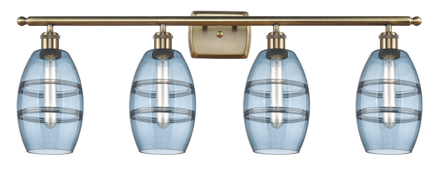 Innovations 516-4W-AB-G557-6BL Four Light Bath Vanity, Antique Brass
