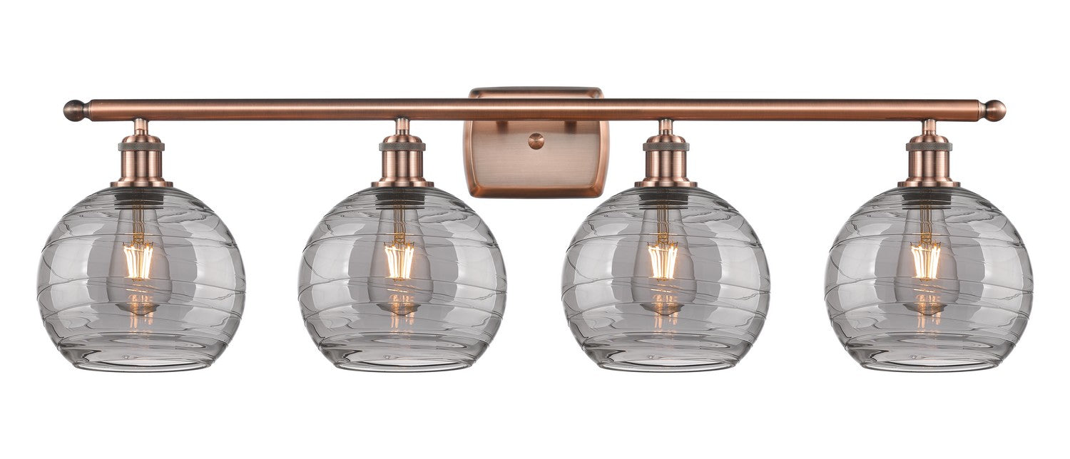 Innovations 516-4W-AC-G1213-8SM Four Light Bath Vanity, Antique Copper
