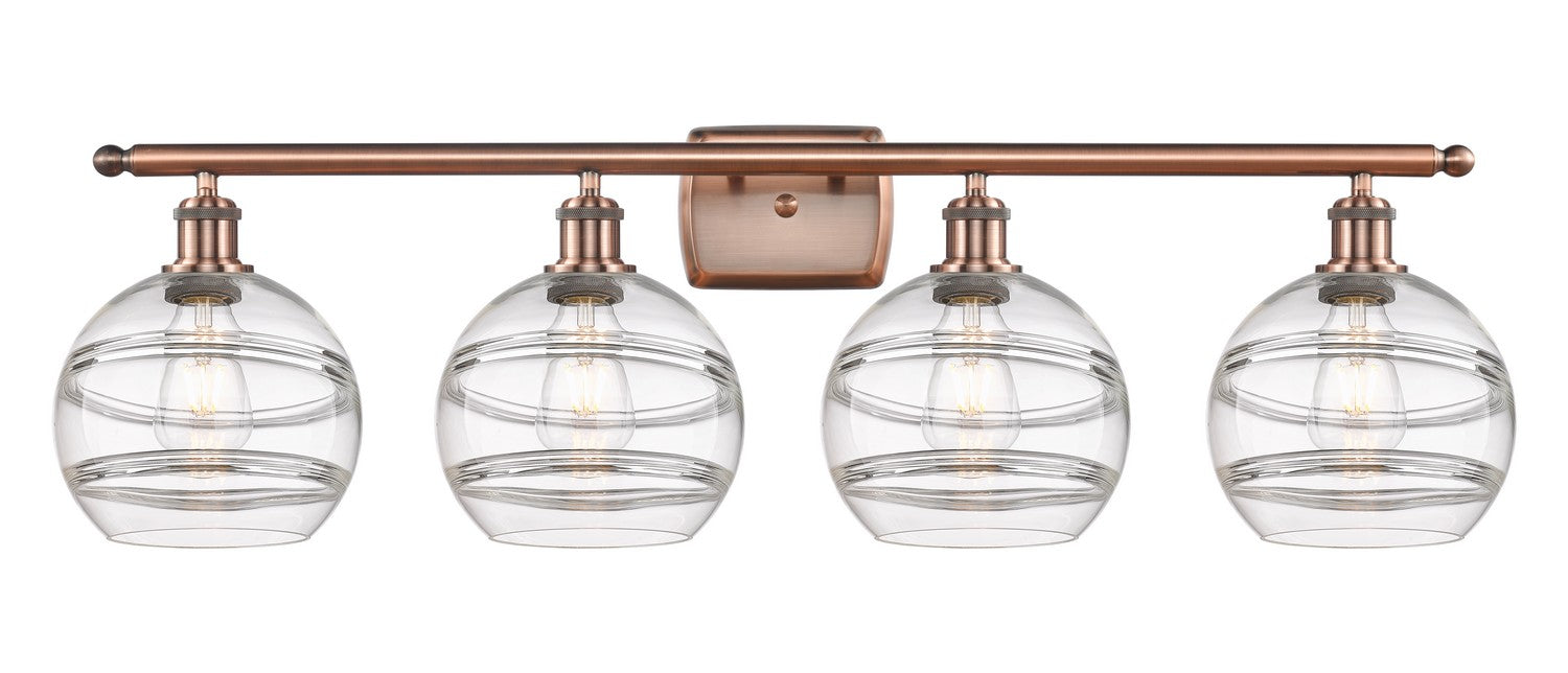 Innovations 516-4W-AC-G556-8CL Four Light Bath Vanity, Antique Copper