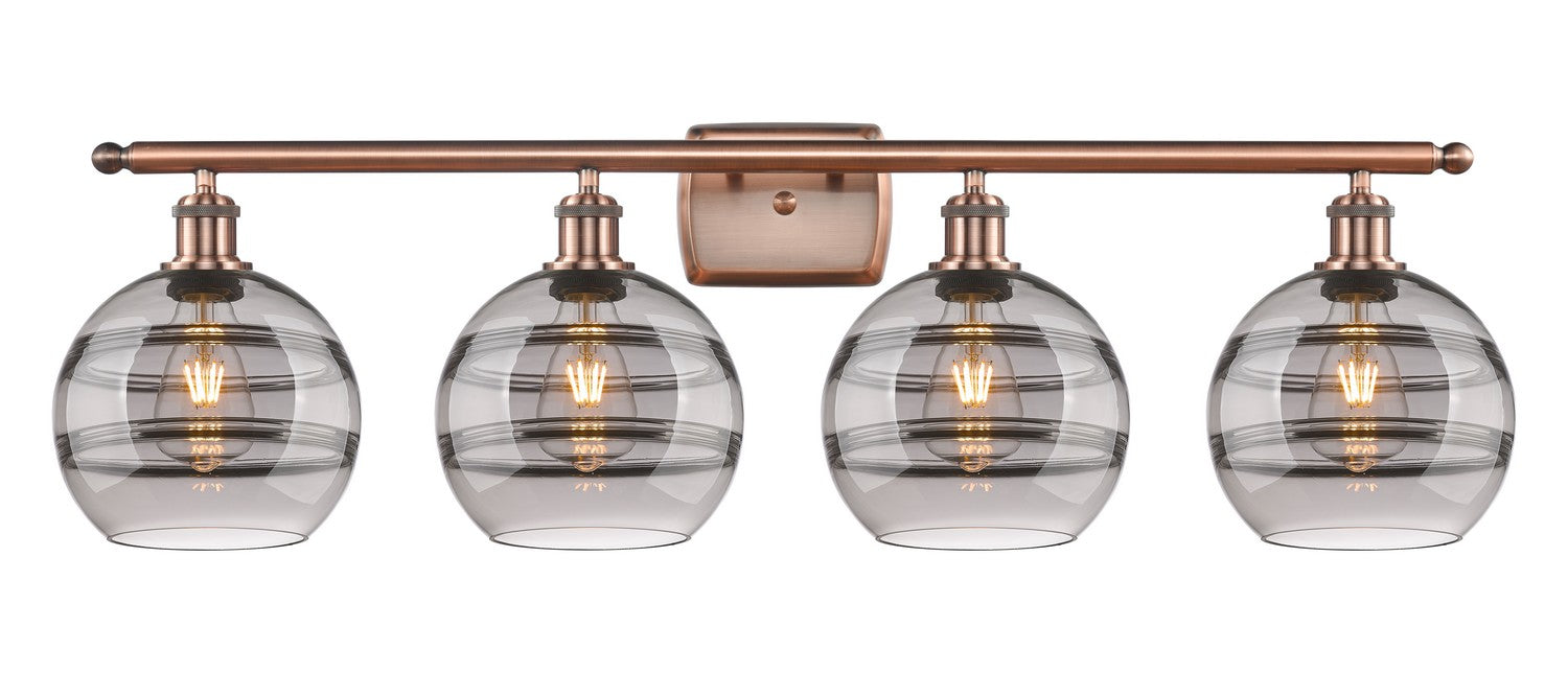 Innovations 516-4W-AC-G556-8SM Four Light Bath Vanity, Antique Copper