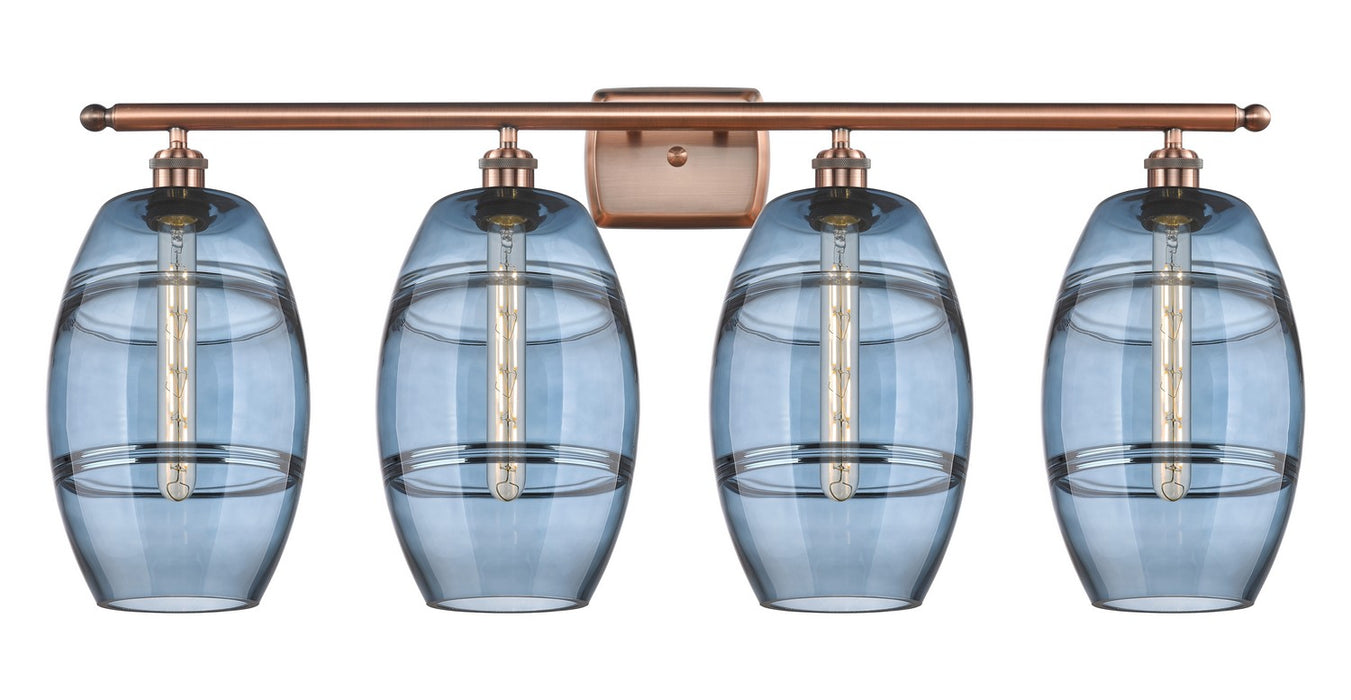 Innovations 516-4W-AC-G557-8BL Four Light Bath Vanity, Antique Copper