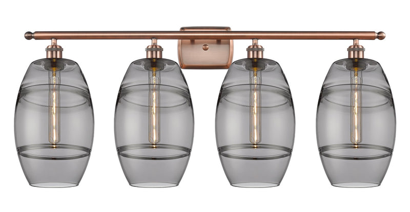 Innovations 516-4W-AC-G557-8SM Four Light Bath Vanity, Antique Copper