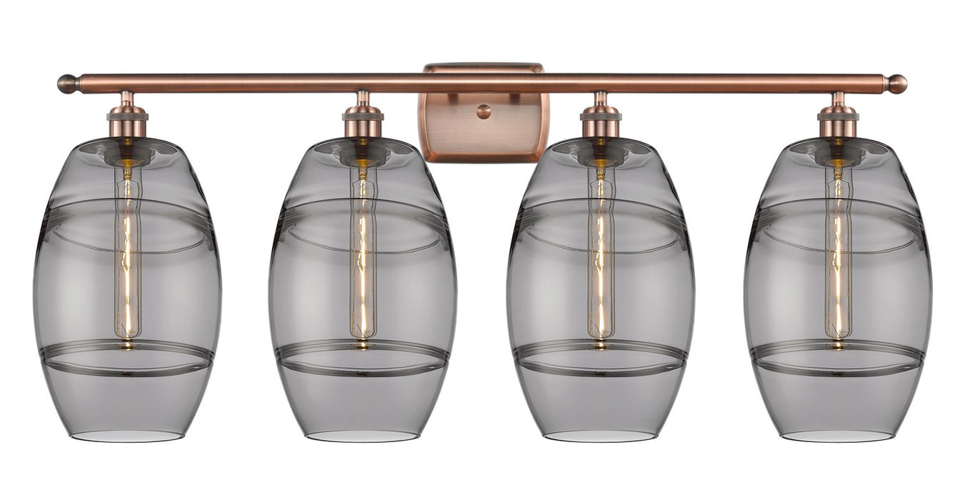 Innovations 516-4W-AC-G557-8SM Four Light Bath Vanity, Antique Copper