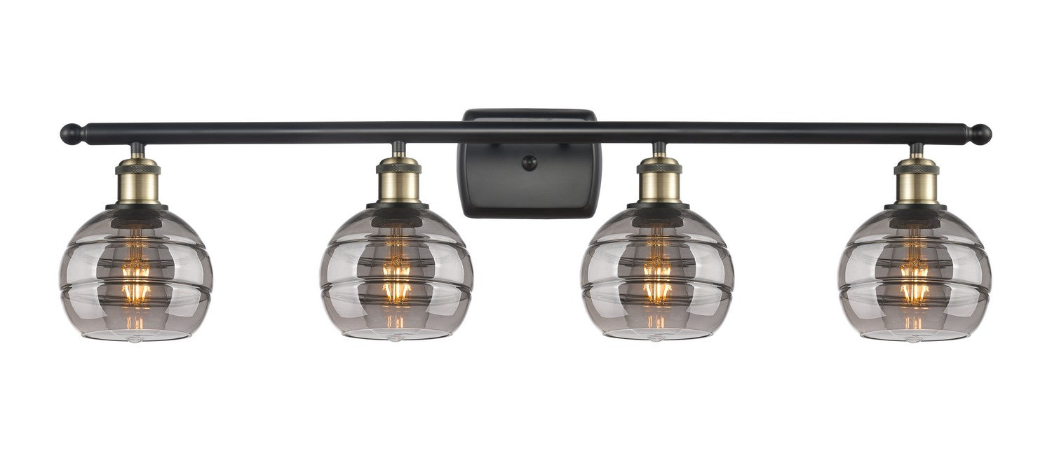 Innovations 516-4W-BAB-G556-6SM Four Light Bath Vanity, Black Antique Brass