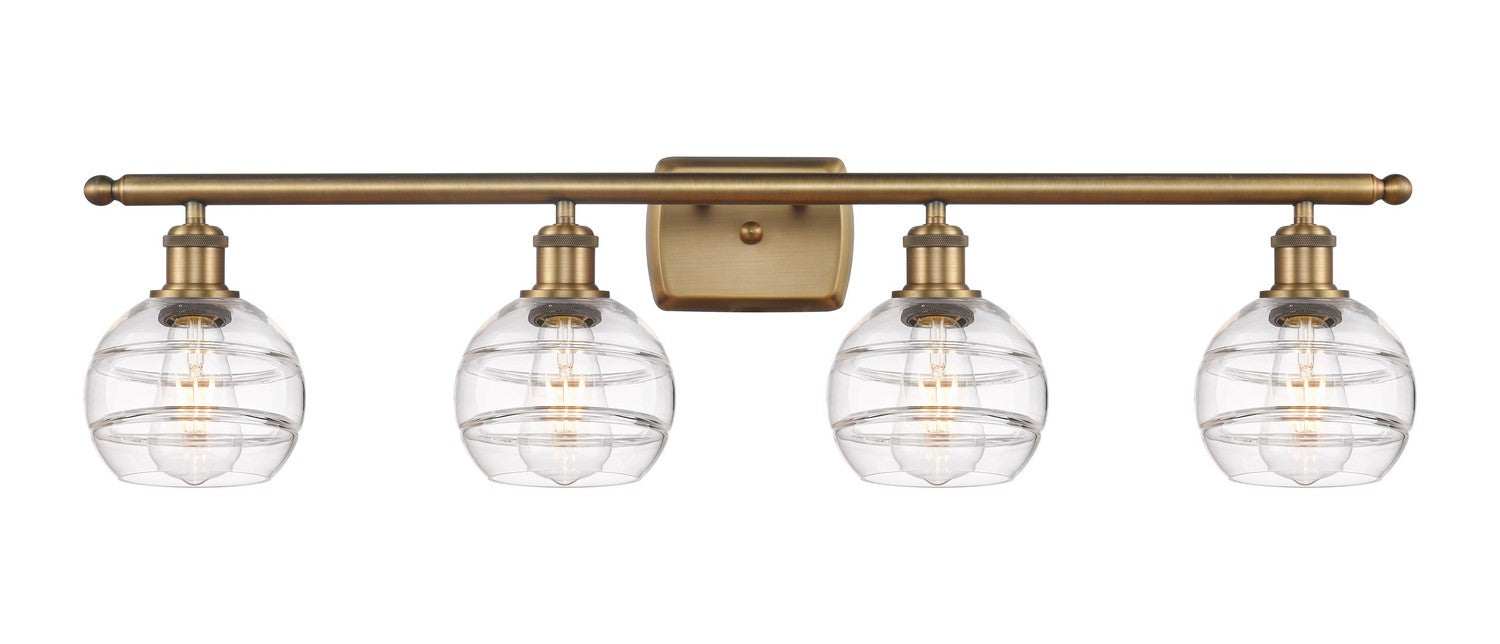 Innovations 516-4W-BB-G556-6CL Four Light Bath Vanity, Brushed Brass