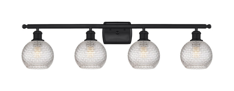 Innovations 516-4W-BK-G122C-6CL Four Light Bath Vanity, Matte Black