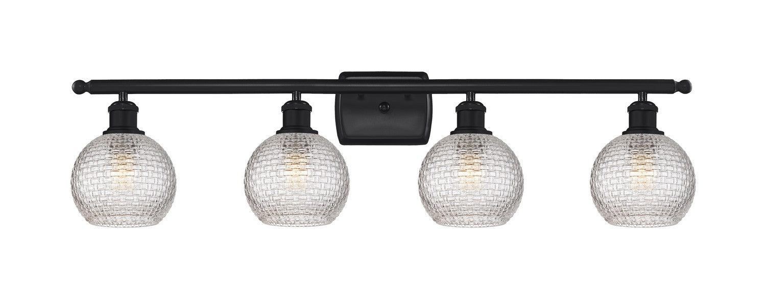 Innovations 516-4W-BK-G122C-6CL Four Light Bath Vanity, Matte Black