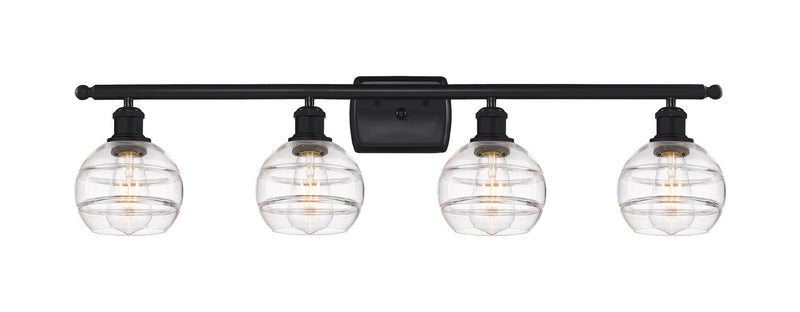Innovations 516-4W-BK-G556-6CL Four Light Bath Vanity, Matte Black