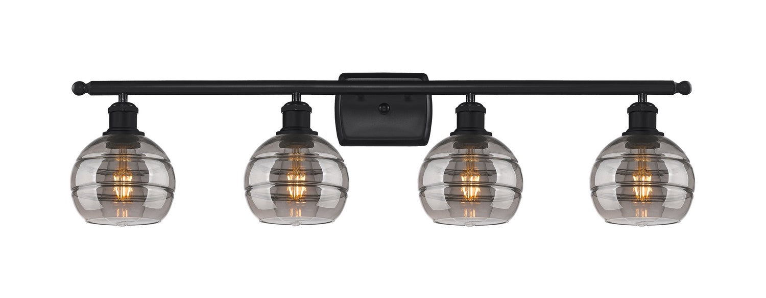 Innovations 516-4W-BK-G556-6SM Four Light Bath Vanity, Matte Black