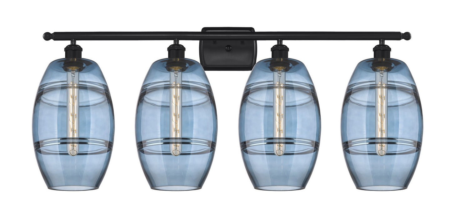 Innovations 516-4W-BK-G557-8BL Four Light Bath Vanity, Matte Black