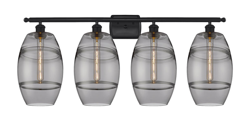 Innovations 516-4W-BK-G557-8SM Four Light Bath Vanity, Matte Black